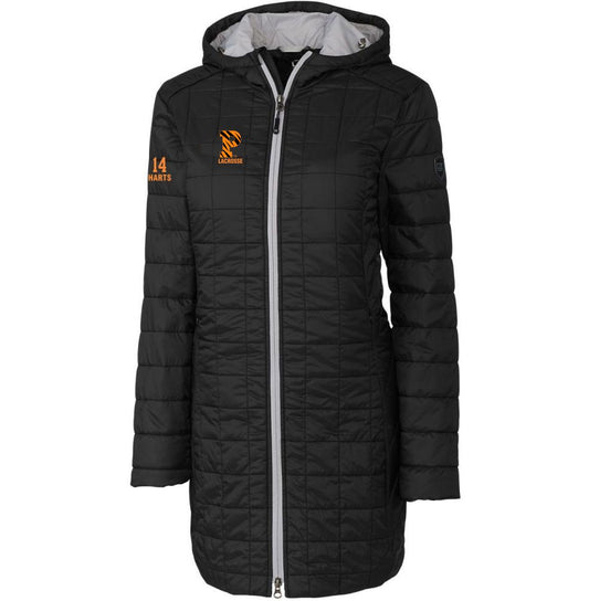 Princeton Lacrosse Cutter & Buck Ladies Rainier Quilted Jacket Full Length - Black